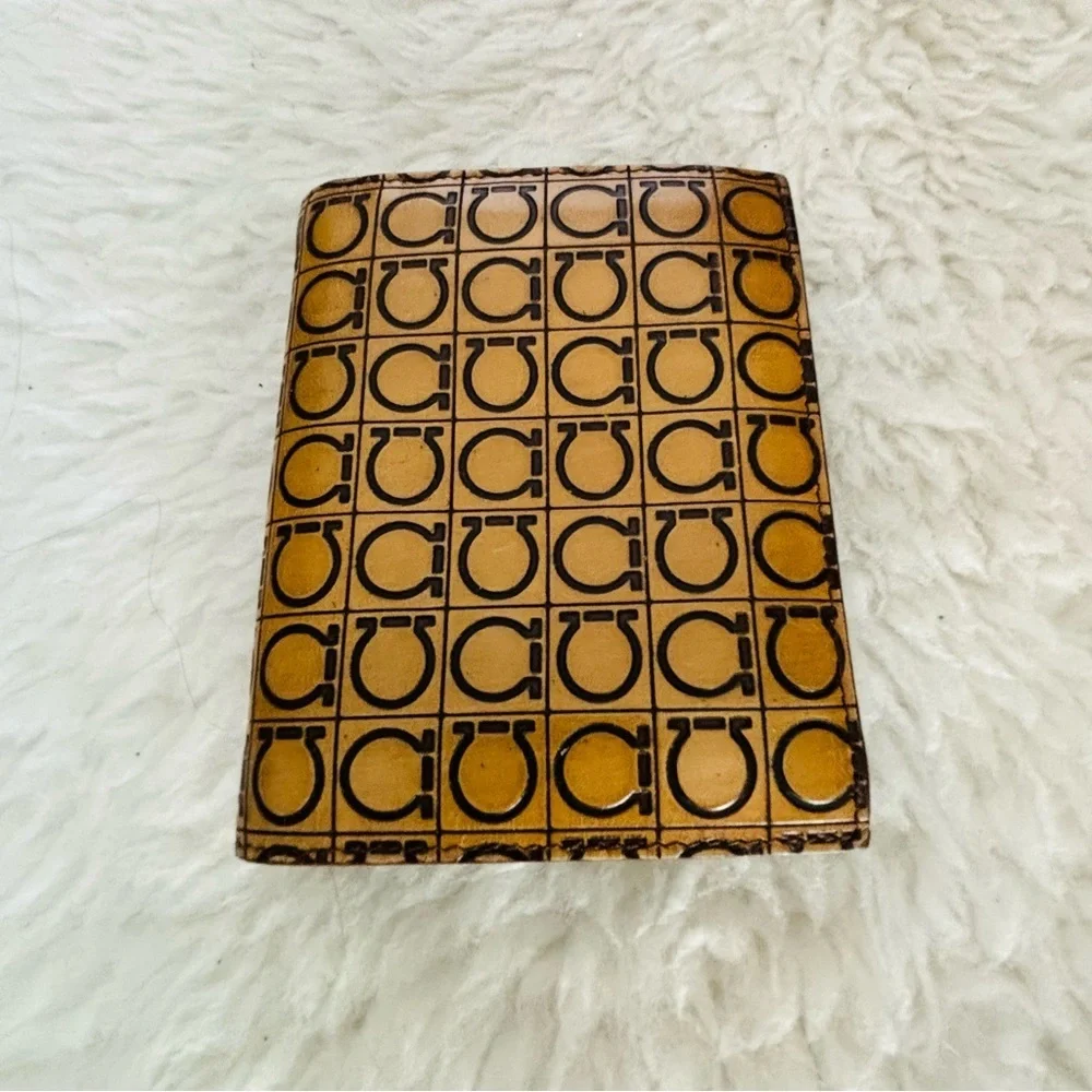 Salvatore Ferragamo Gancini Logo Embossed Brown Tan Wallet